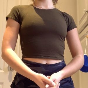 Cropped tight green shirt